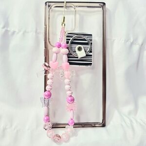 Cute Pink and White Iridescent  Girly Dainty Barbiecore Phone Charm